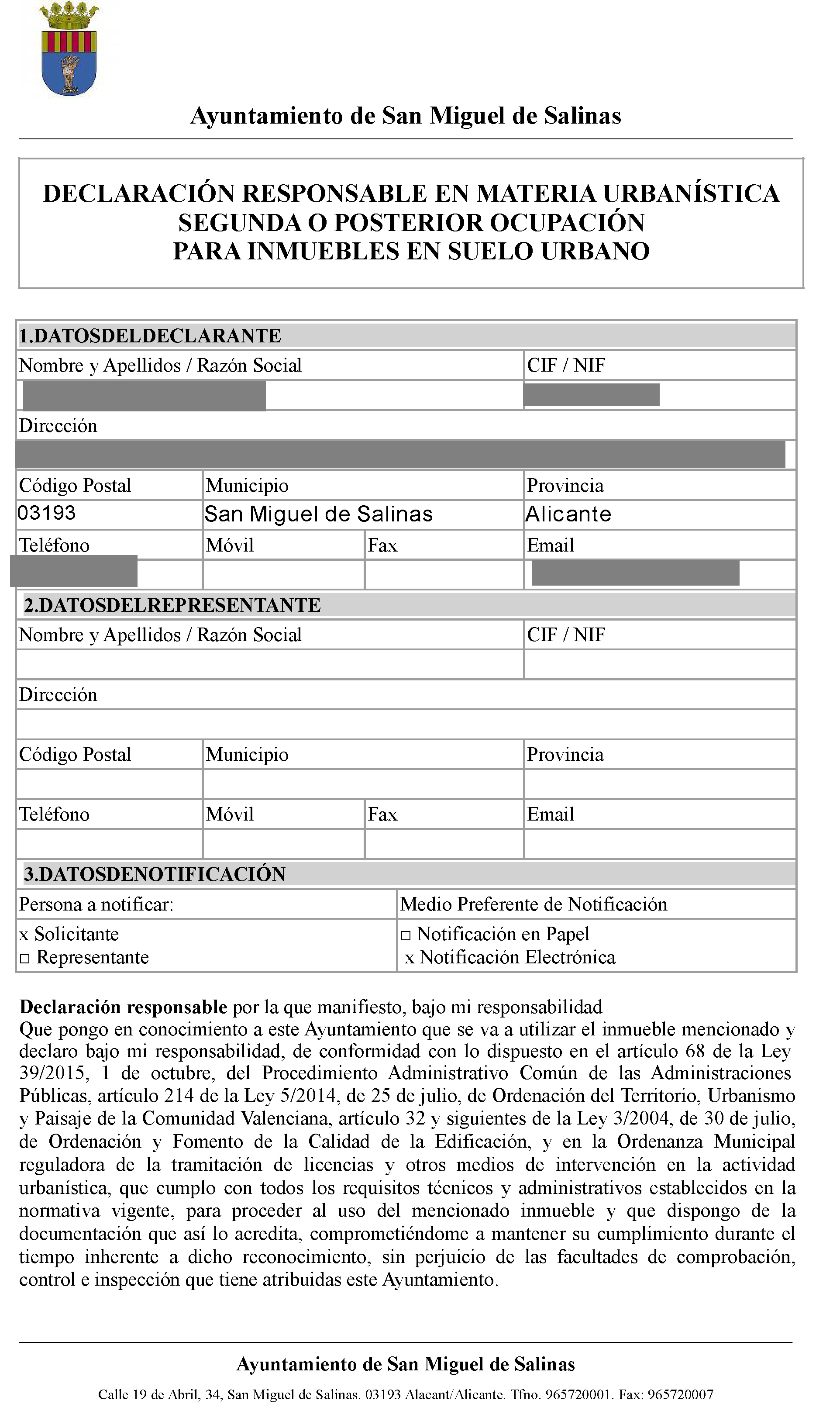 Habitation certificate (for a townhouse or villa)