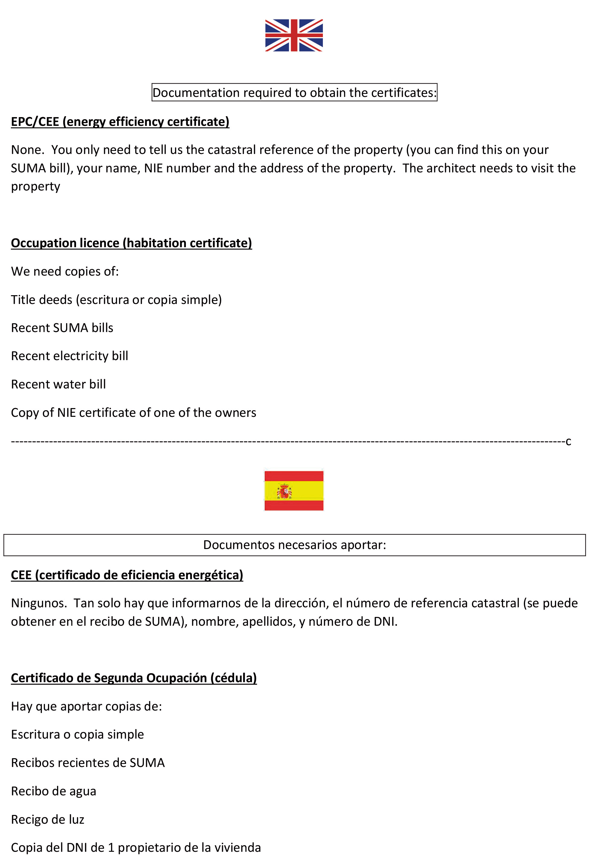 documentos requeridos