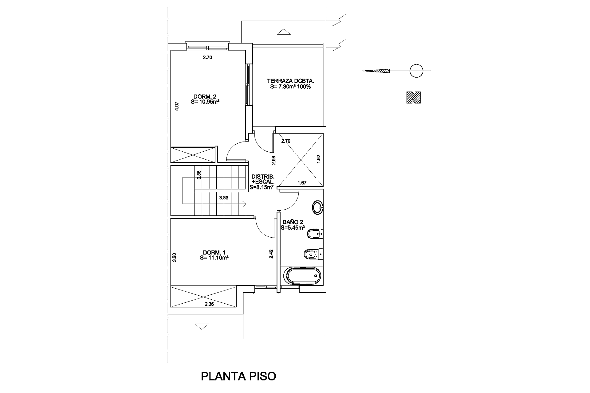 PLAN UPPER FLOOR PLANTA SUPERIOR