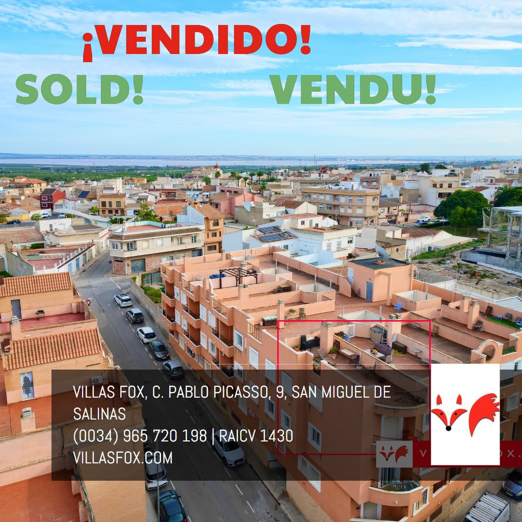 RESERVED! 2-bedroom, top-floor apartment with private solarium, San Miguel de Salinas town centre