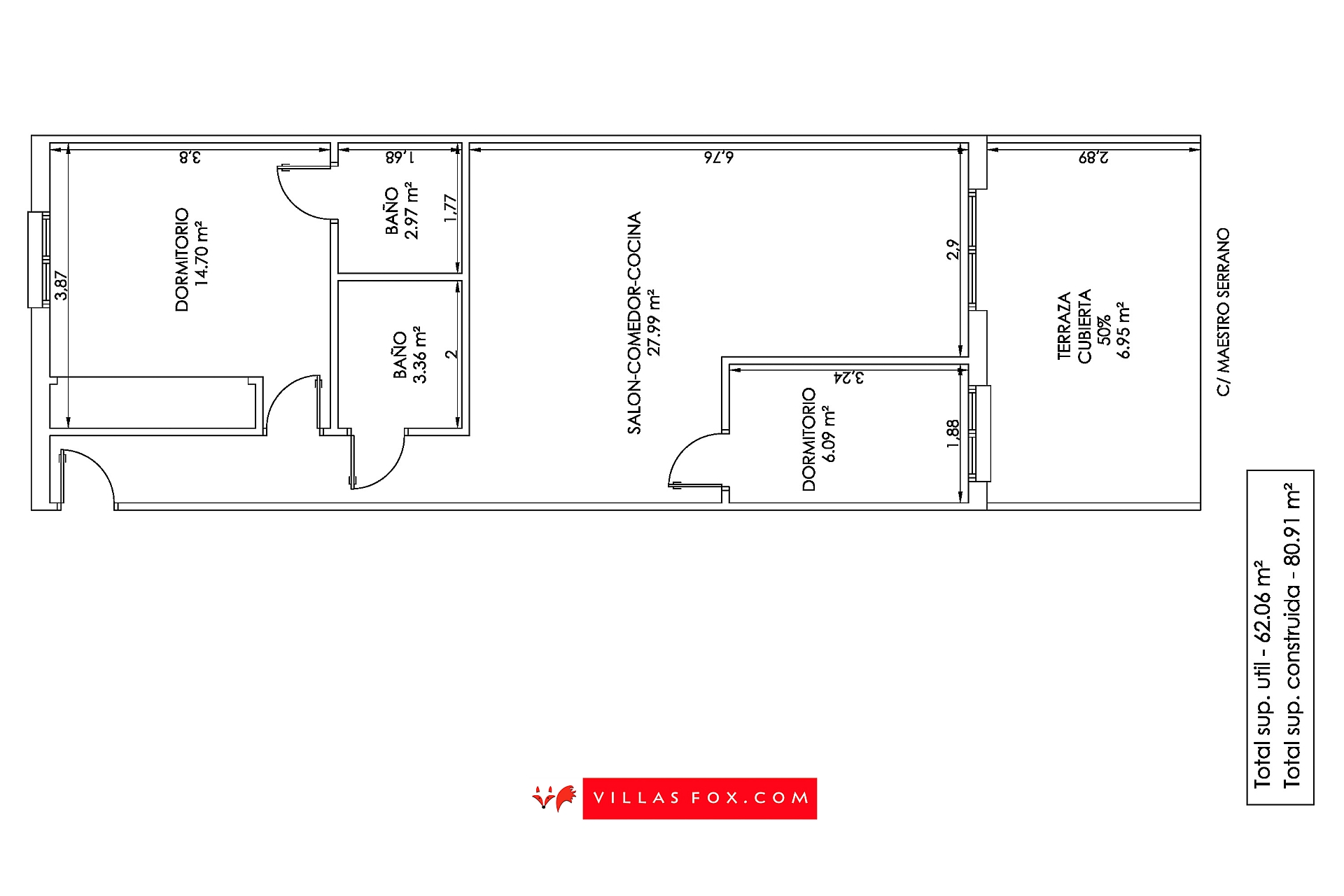 RESERVED!  Top-floor 2-bedroom, 2-bathroom apartment, large terrace, garage space, San Miguel de Salinas