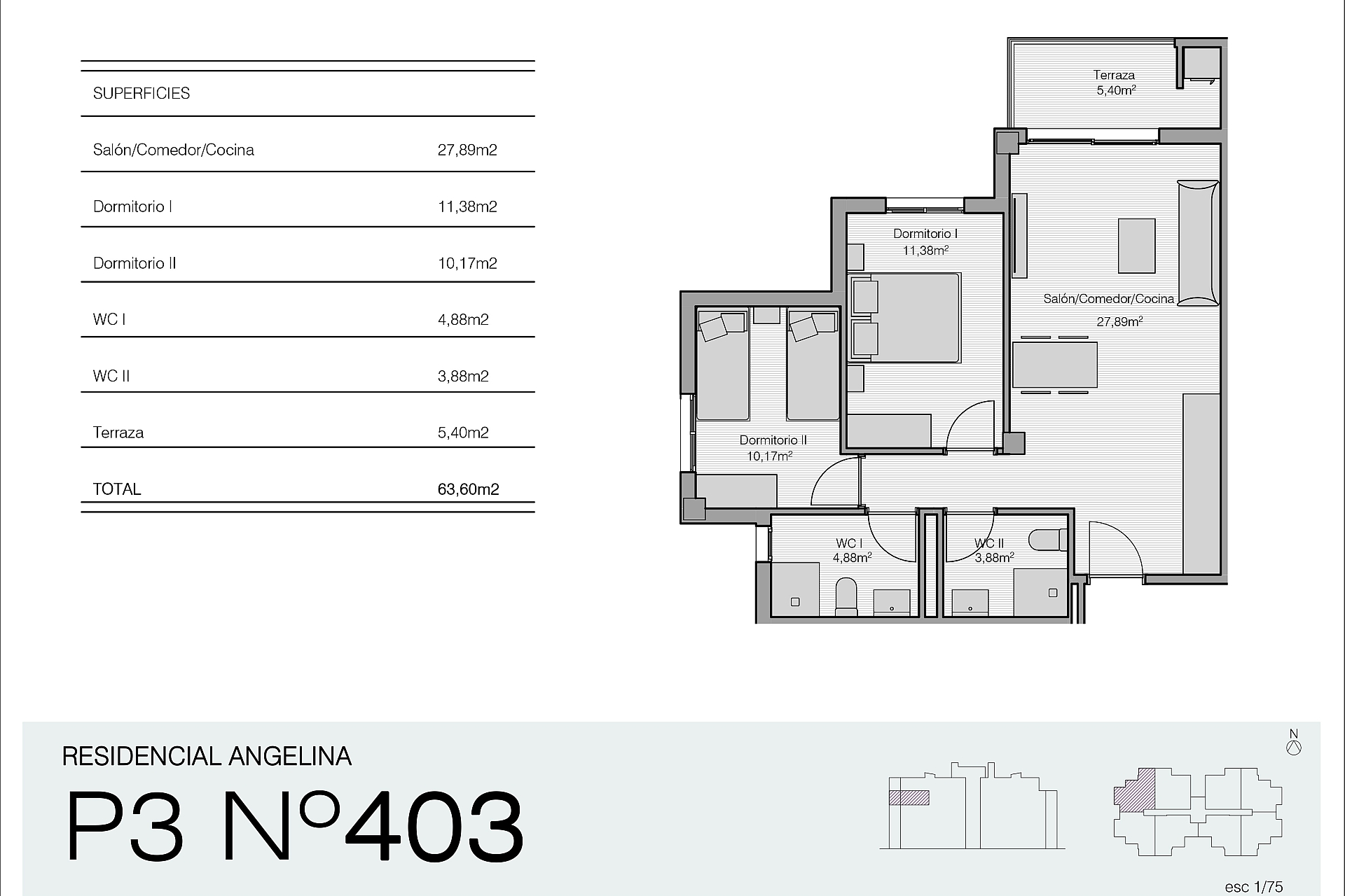 Res. Angelina Bloque III, 3rd-floor corner apartment with garage space facing west and north, San Miguel de Salinas