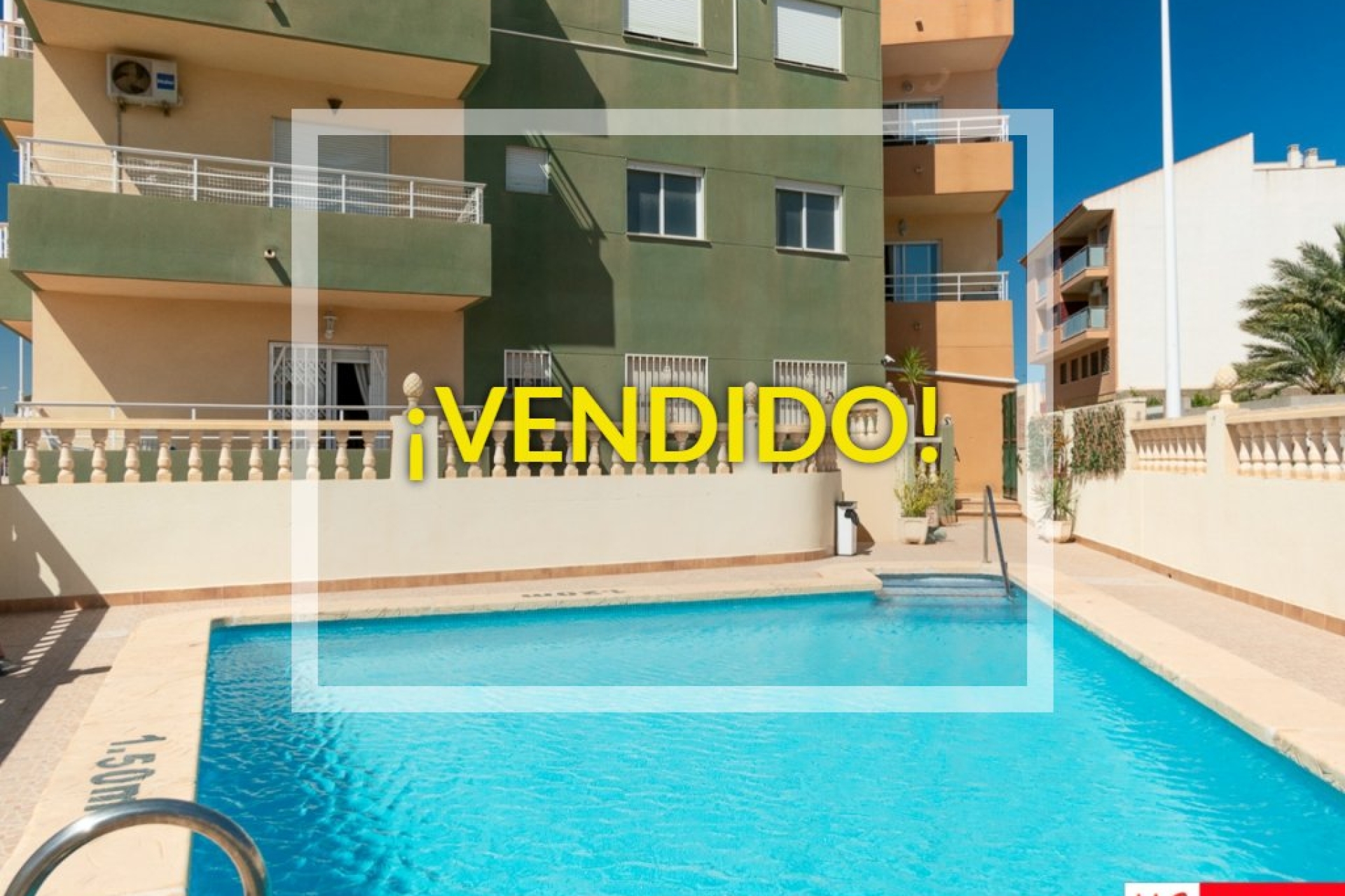 SOLD! 2-bedroom 2-bathroom apartment with private solarium, 2 garage spaces, communal pool